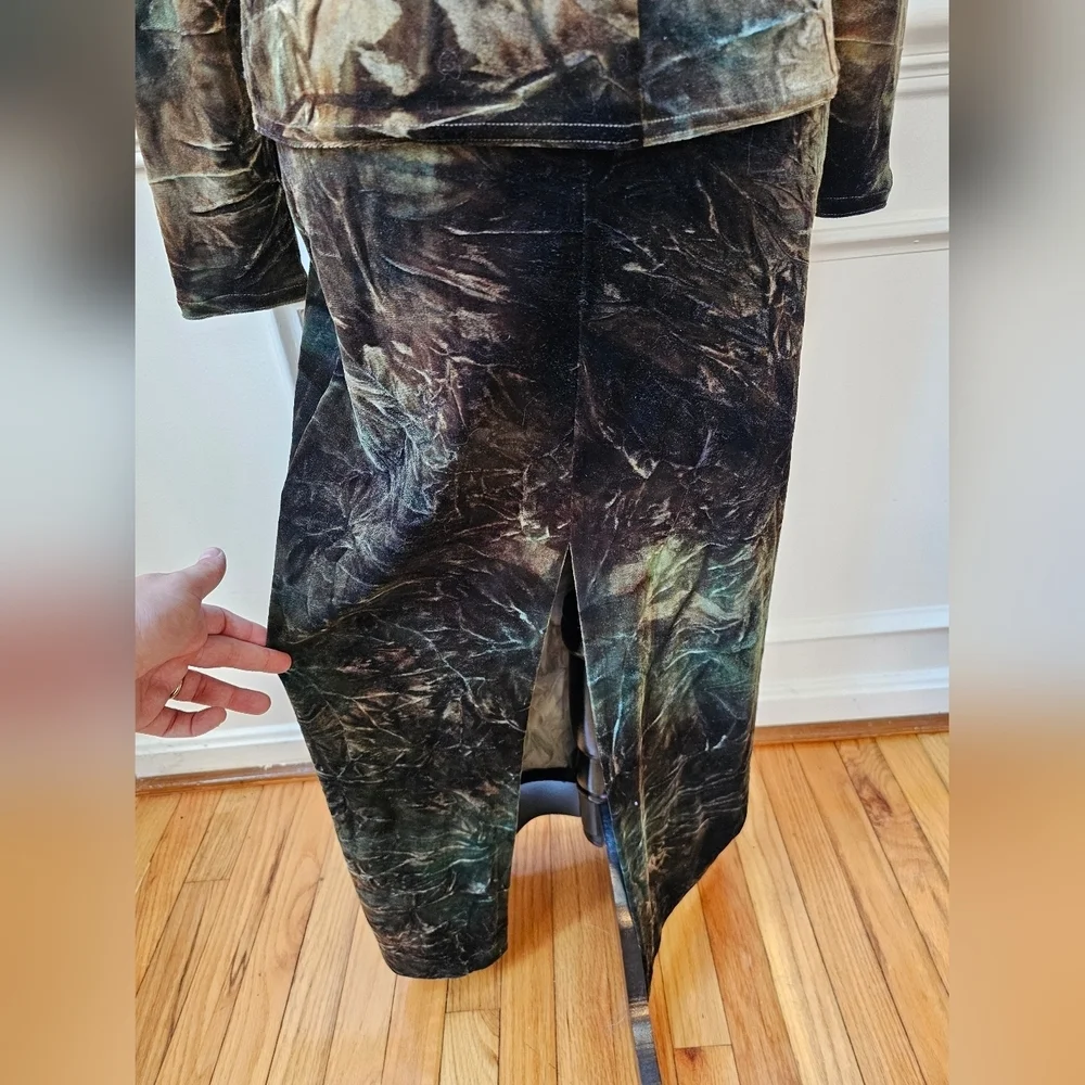 Cache Olive Green and Brown Velvet Skirt Set - Picture 4 of 15